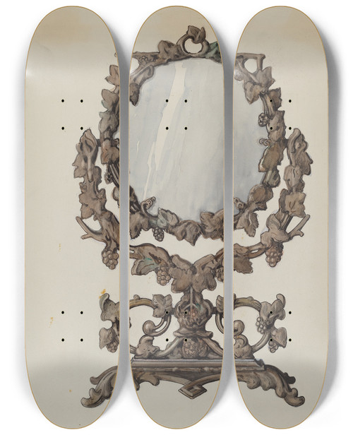 Triptych art skateboard deck of Dana Bartlett Shaving Mirror by Dana Bartlett
