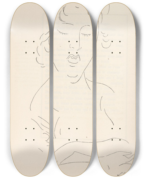 Triptych art skateboard deck of Lon Spilliaert La Femme Au Prisme_2 by Leon Spilliaert (1881-1946)