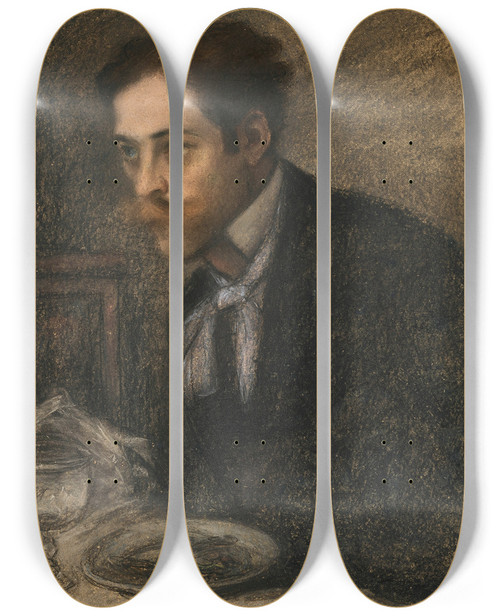 Triptych art skateboard deck of Jzsef Ripplrnai James Pitcairnknowles At The Dinner Table by Jozsef Rippl Ronai (1861-1927)