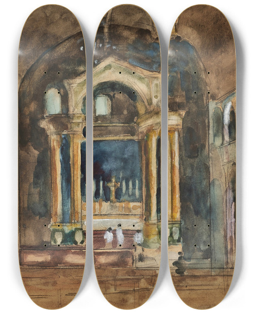 Triptych art skateboard deck of Sir William Eden Study_9 by Sir William Eden (1849-1915)