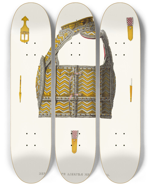 Triptych art skateboard deck of Fedor Grigoryevich Solntsev Zertsalo Tsaria Alekseia Mikhailovicha Izobrazhenie 4 by Fedor Grigoryevich Solntsev (1801-1892)