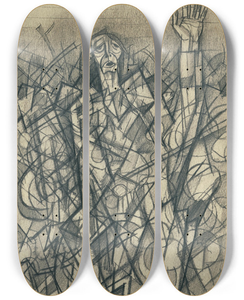 Triptych art skateboard deck of Karl Wiener Ohne Titel Ii_3 by Karl Wiener (1901-1949)