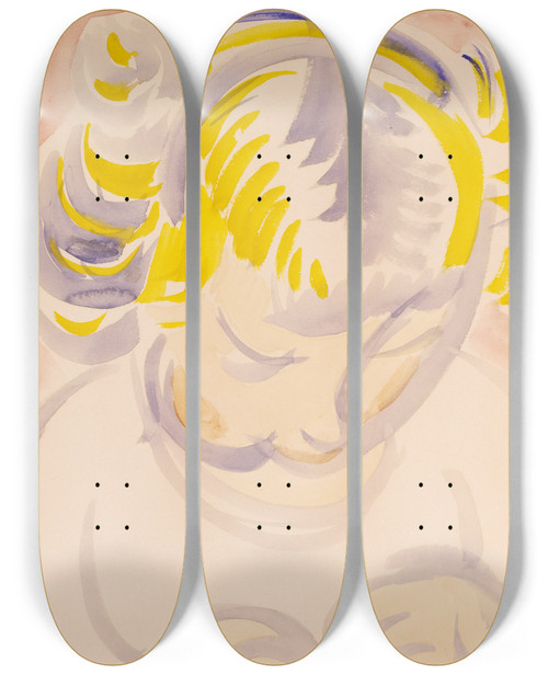 Triptych art skateboard deck of Henry Lyman Saen The Artists Daughter by Henry Lyman Saen (1875-1918)