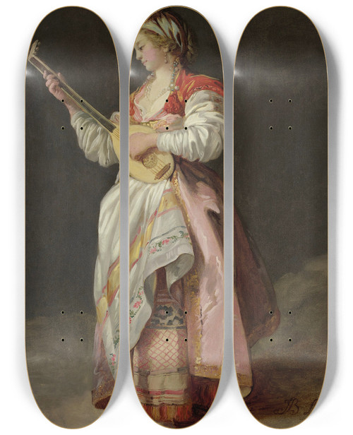 Triptych art skateboard deck of Jeanbaptiste Le Prince The Musician by Jean-Baptiste Le Prince (1734-1781)