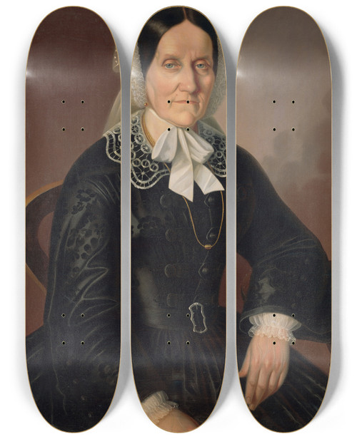 Triptych art skateboard deck of Peter Michal Boh Portrait Of Mrs Kornlia Schulzov by Peter Michal Bohun (1822-1879)