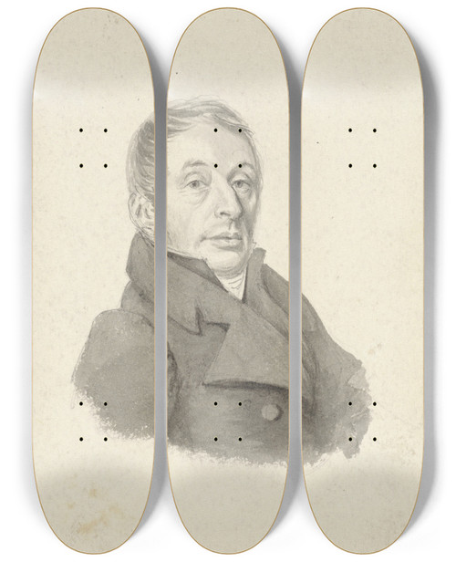 Triptych art skateboard deck of Lambertus Johannes Hansen Portret Van Carel Lodewijk Hansen by Lambertus Johannes Hansen (1803-1859)