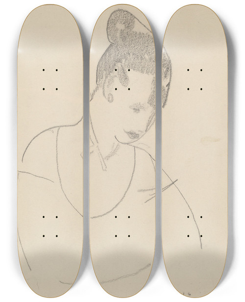 Triptych art skateboard deck of George Wesley Bellows Elsie Speicher Verso by George Wesley Bellows (1882-1925)