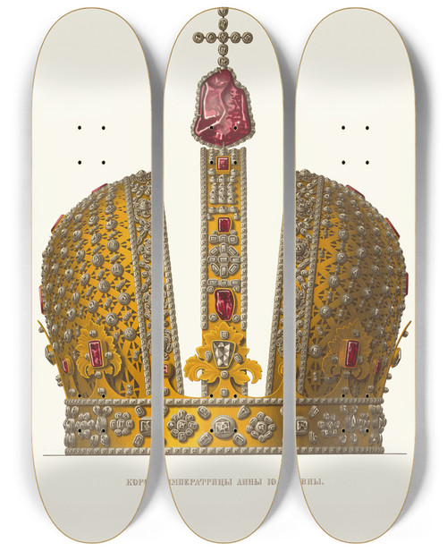 Triptych art skateboard deck of Fedor Grigoryevich Solntsev Korona Imperatritsy Anny Ioannovny Izobrazhenie 1 by Fedor Grigoryevich Solntsev (1801-1892)