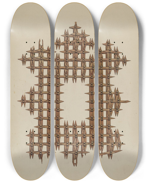 Triptych art skateboard deck of Harry Mann Waddell Picture Frame by Harry Mann Waddell (1876-1956)