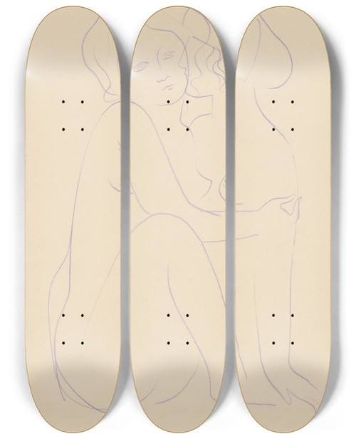 Triptych art skateboard deck of Mikul Galanda Sketchbook_1 by Mikulas Galanda (1895-1938)