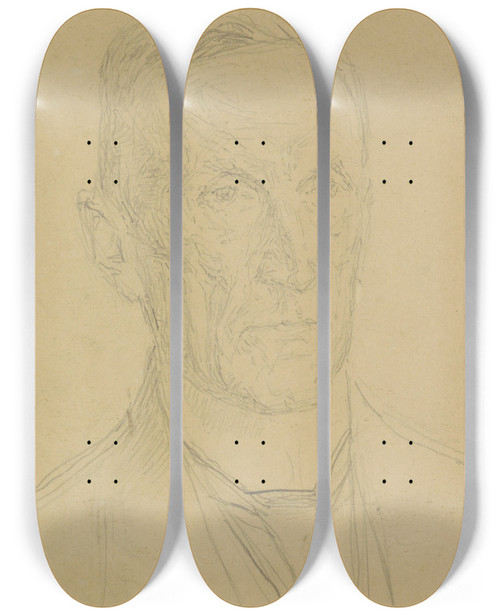 Triptych art skateboard deck of Jan Veth Portret Van Prof Dr Jp Kuenen by Jan Veth (1864-1925)