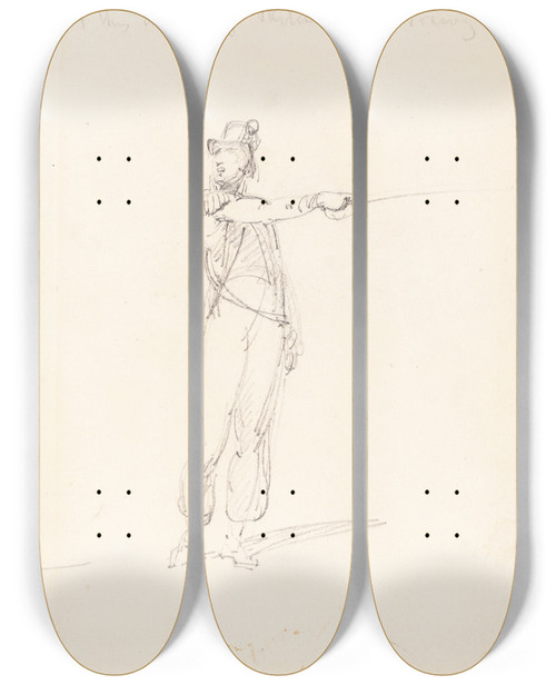 Triptych art skateboard deck of George Chinnery Admiral Sir Edward Pellew by George Chinnery (1774-1852)