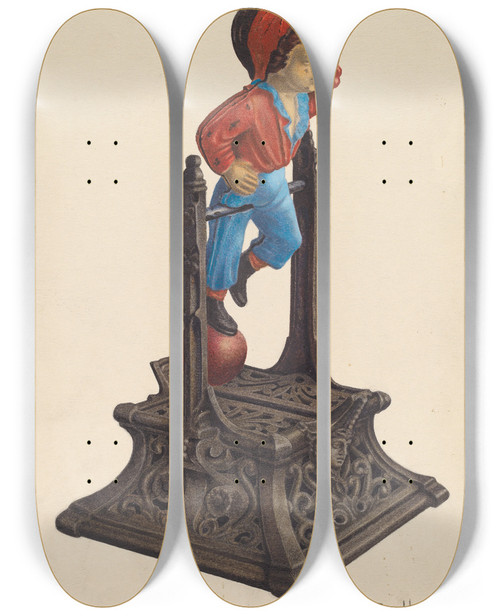 Triptych art skateboard deck of Pearl Torell Toy Bank_2 by Pearl Torell