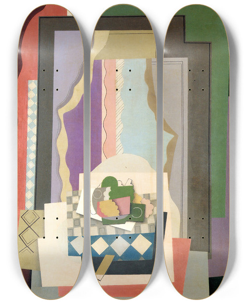 Triptych art skateboard deck of Georges Valmier Still Life In Front Of The Window by Georges Valmier (1885-1937)