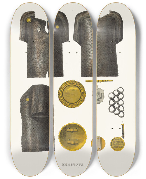 Triptych art skateboard deck of Fedor Grigoryevich Solntsev Stanovoi Shelkovyi Kaftan Izobrazhenie 4 by Fedor Grigoryevich Solntsev (1801-1892)