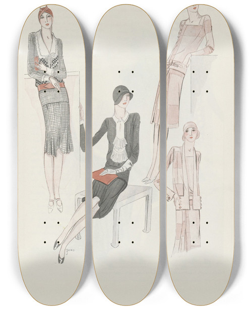 Triptych art skateboard deck of J Dory Art Got Beaut P18 by J Dory