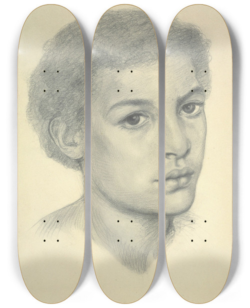 Triptych art skateboard deck of Dante Gabriel Rossetti The Beloved Study For The Black Girl by Dante Gabriel Rossetti (1828-1882)