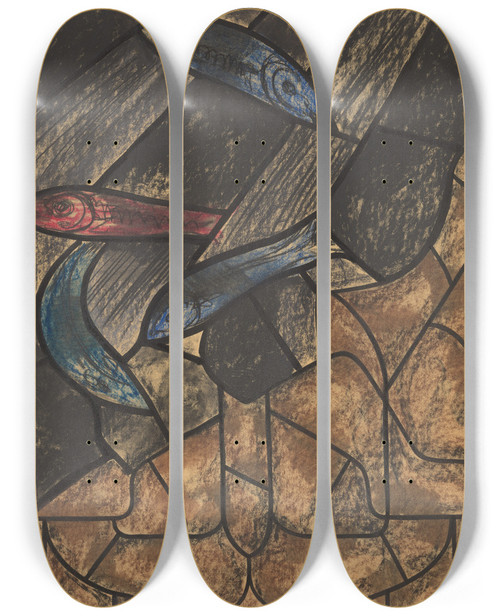 Triptych art skateboard deck of Richard Nicolas Roland Holst Ontwerp Voor Raam In Het Noordertransept In De Dom Te Utrecht 43 by Richard Nicolaus Roland Holst (1868-1938)