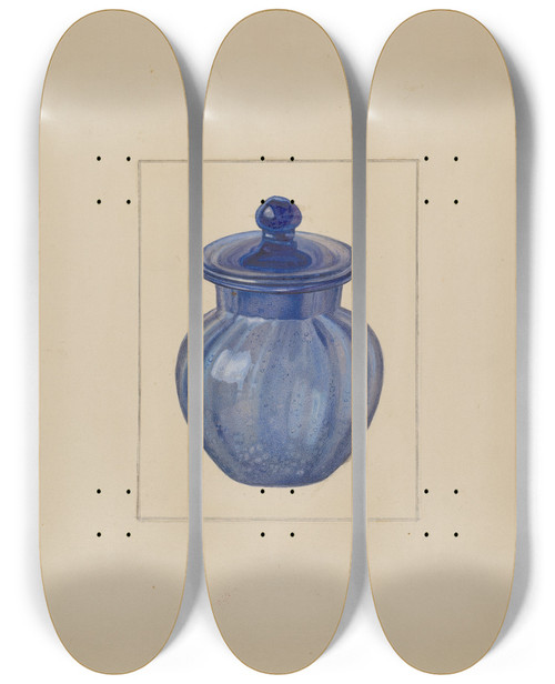 Triptych art skateboard deck of Erwin Schwabe Rose Petal Jar_1 by Erwin Schwabe