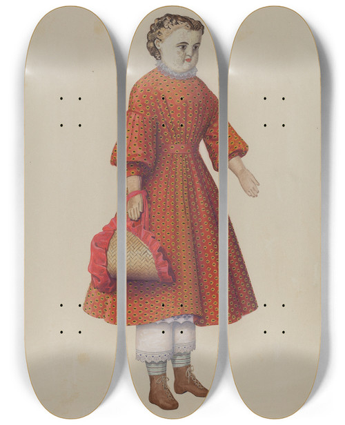 Triptych art skateboard deck of Eugene Croe Doll Camela by Eugene Croe (20-)