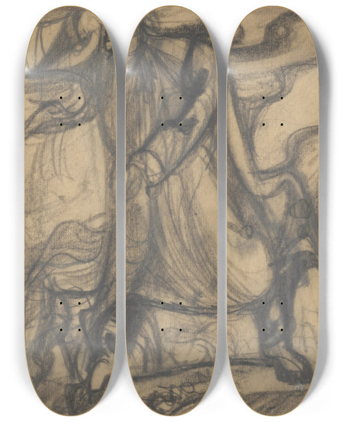 Triptych art skateboard deck of Jn Novk Study For The Cover Of J Jnok I by Jan Novak (1921-1944)