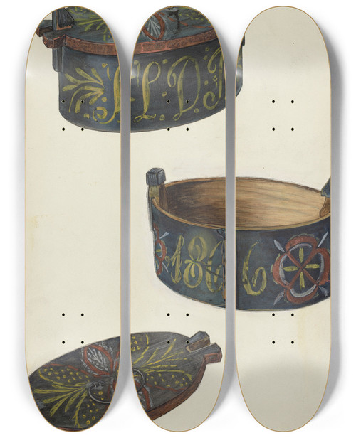 Triptych art skateboard deck of Harry Grossen Butter Box by Harry Grossen