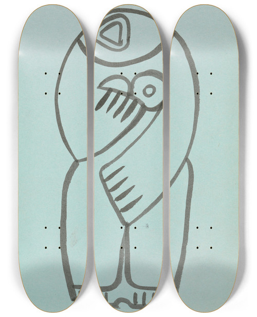 Triptych art skateboard deck of Henri Gaudierbrzeska Study For A Mother And Child Grouping by Henri Gaudier-Brzeska (1891-1915)