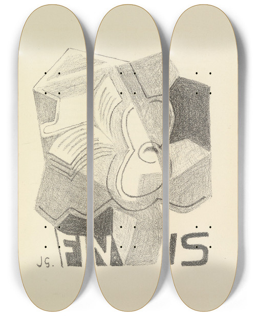Triptych art skateboard deck of Juan Gris As A Wife Has A Cow 4 by Juan Gris (1887-1927)