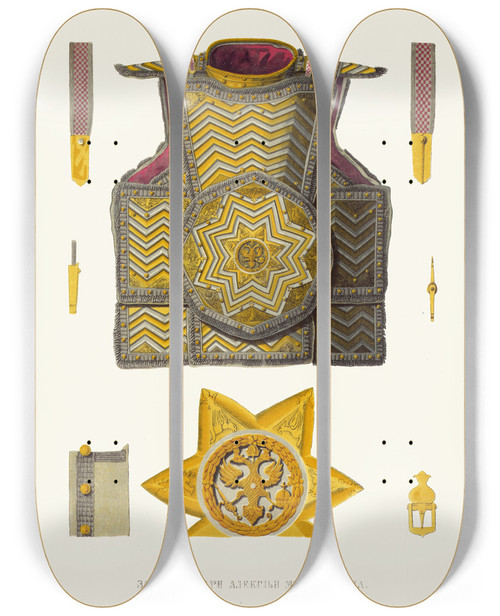 Triptych art skateboard deck of Fedor Grigoryevich Solntsev Zertsalo Tsaria Alekseia Mikhailovicha Izobrazhenie 3 by Fedor Grigoryevich Solntsev (1801-1892)