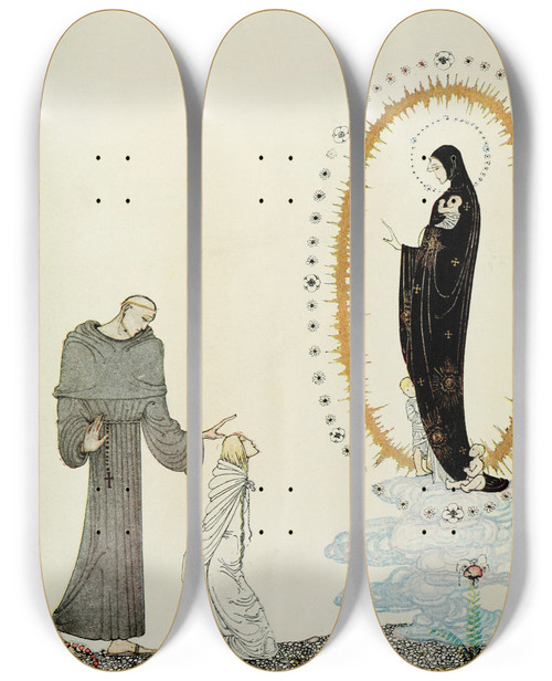 Triptych art skateboard deck of Kay Rasmus Nielsen East Of The Sun And West Of The Moon Pl 11 by Kay Rasmus Nielsen (1886-1957)