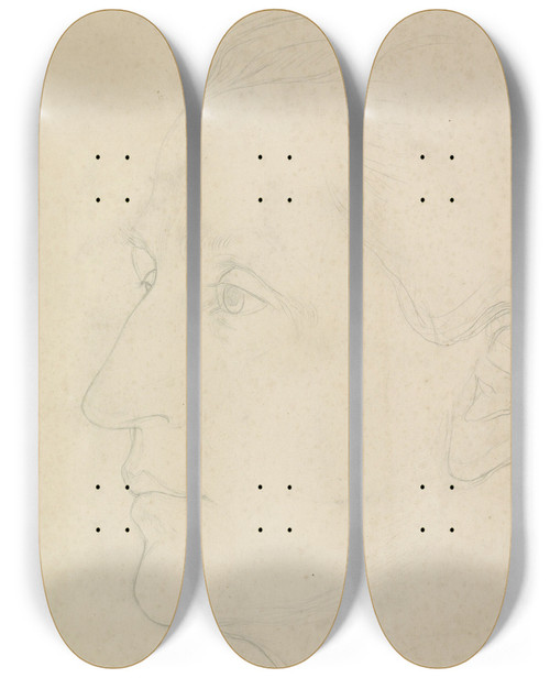 Triptych art skateboard deck of Jan Veth Portret Van Mevrouw Anna Dorothea Vethdirks by Jan Veth (1864-1925)