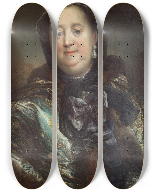 Triptych art skateboard deck of Carl Gustaf Pilo Portrait Of Duchess Antoinette Amalie Of Braunschweigwolfenbttel by Carl Gustaf Pilo (1711-1793)