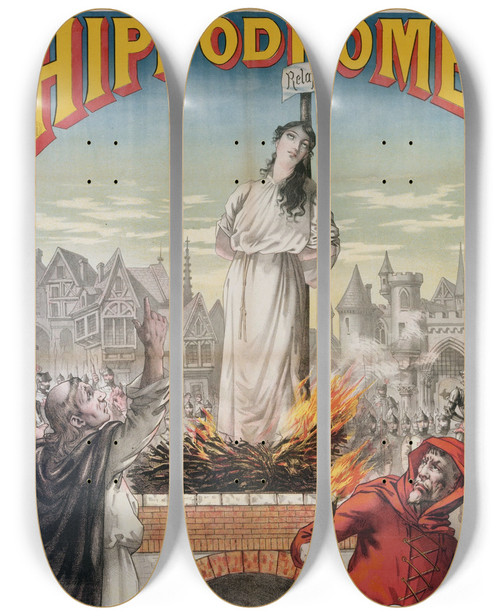 Triptych art skateboard deck of Mile Lvy Jeanne Darc by mile Lvy (1826-1890)