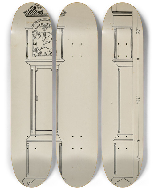 Triptych art skateboard deck of Ernest A Towers Jr Pen And Ink On Paper by Ernest A Towers Jr (20-)