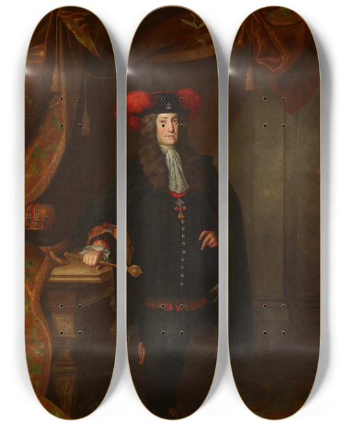 Triptych art skateboard deck of Johann Gottfried Auerbach Kaiser Karl Vi_2 by Johann Gottfried Auerbach (1697-1753)
