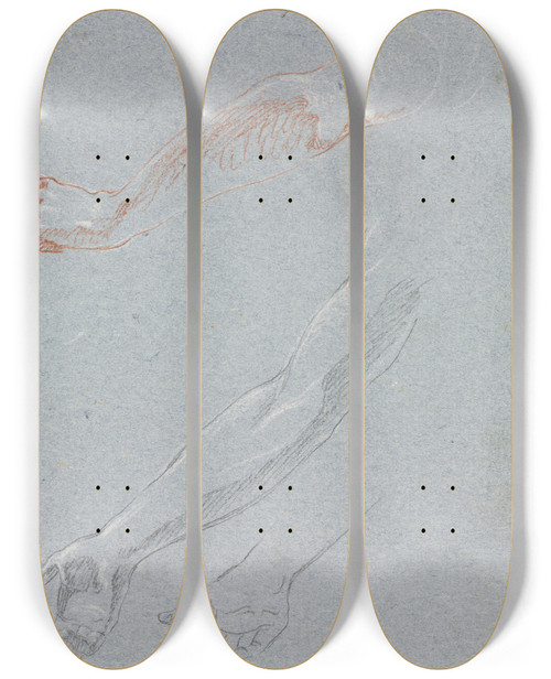 Triptych art skateboard deck of Francesco Lorenzi Study Of Hands And Arms by Francesco Lorenzi (1723-1787)