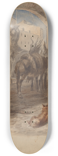 Felix Octavius Carr Darley - Bernini Fountain, Rome (recto) 8.25 inch art skate deck