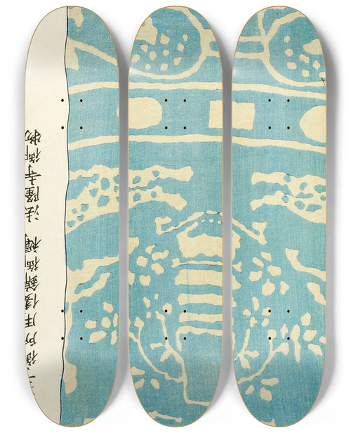 Triptych art skateboard deck of A F Stoddard Company Chinese Prints Pl47 by A F Stoddard Company (1871-1894)