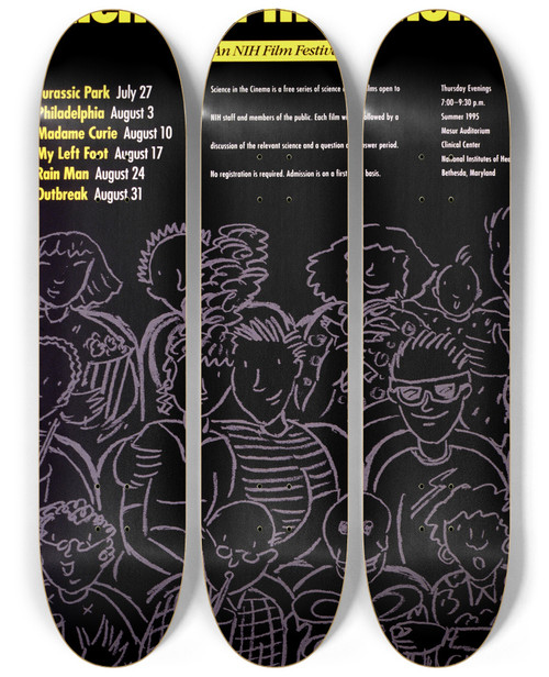 Triptych art skateboard deck of National Institutes Of Health Science In The Cinema by National Institutes Of Health (1887)