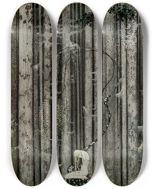 Triptych art skateboard deck of Kay Rasmus Nielsen East Of The Sun And West Of The Moon Pl 04 by Kay Rasmus Nielsen (1886-1957)