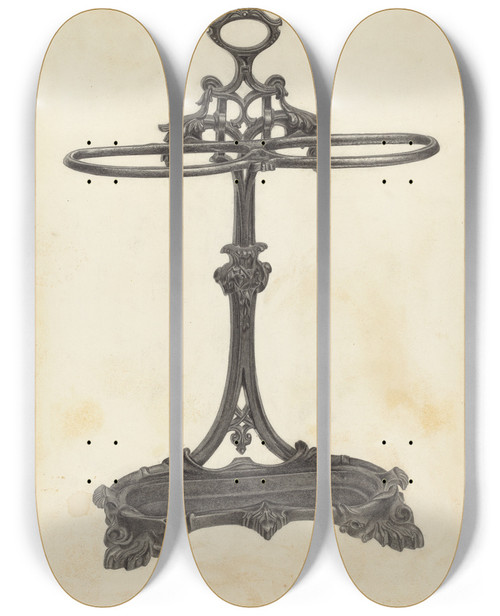 Triptych art skateboard deck of Herman Bader Umbrella Stand_2 by Herman Bader