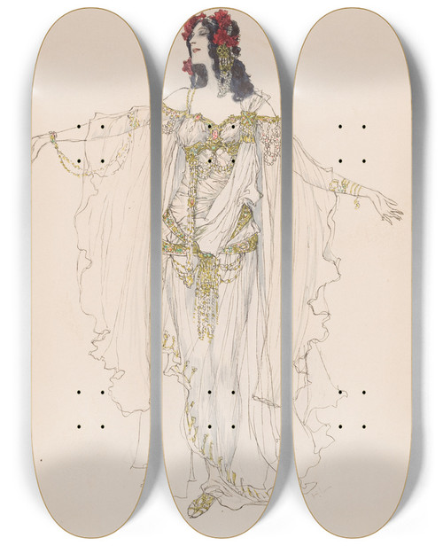 Triptych art skateboard deck of Heinrich Lefler Kundry_2 by Heinrich Lefler (1863-1919)