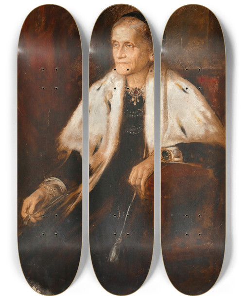 Triptych art skateboard deck of Franz Von Lenbach Ludovika Duchess In Bavaria by Franz Von Lenbach (1836-1904)