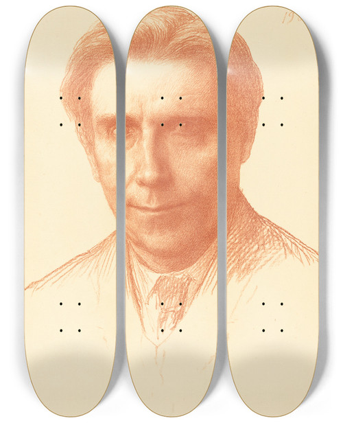 Triptych art skateboard deck of Alphonse Legros Thomas Okey Esq by Alphonse Legros (1837-1911)