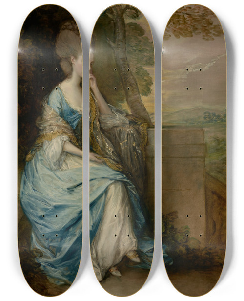 Triptych art skateboard deck of Thomas Gainsborough Portrait Of Anne Countess Of Chesterfield by Thomas Gainsborough (1727-1788)