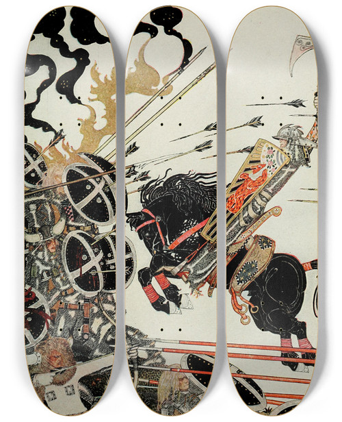 Triptych art skateboard deck of Kay Rasmus Nielsen East Of The Sun And West Of The Moon Pl 21 by Kay Rasmus Nielsen (1886-1957)