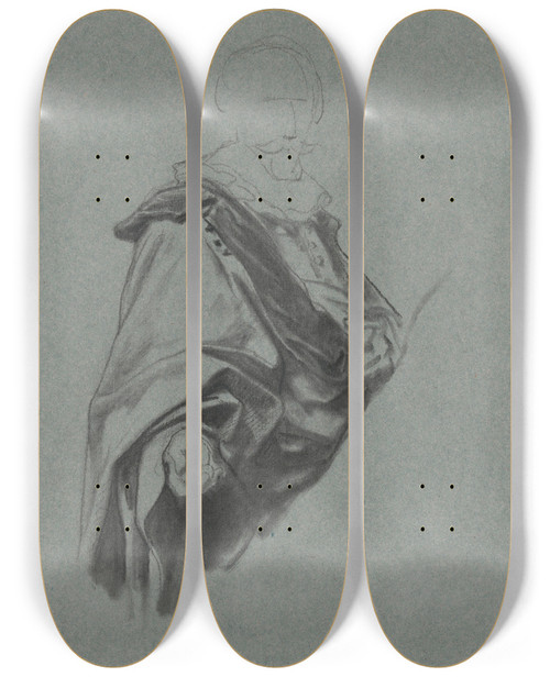 Triptych art skateboard deck of Nicaise De Keyser The Engraver Schelte Adamsz Bolswert by Nicaise De Keyser (1813-1887)