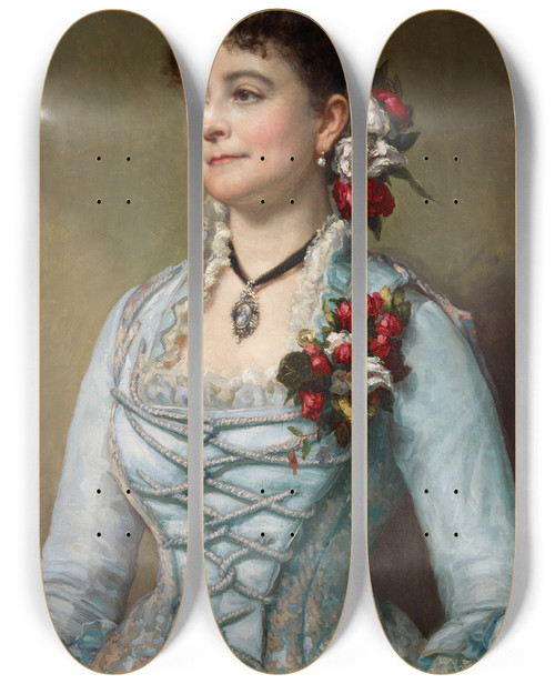 Triptych art skateboard deck of George Peter Alexander Healy Portrait Of Mrs Richard T Crane Mary Josephine Prentice by George Peter Alexander Healy (1813-1894)