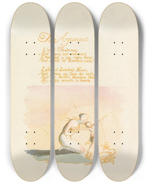 Triptych art skateboard deck of William Blake Visions Of The Daughters Of Albion Pl 02 by William Blake (1757-1827)