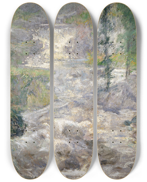 Triptych art skateboard deck of John Henry Twachtman The Rainbows Source by John Henry Twachtman (1853-1902)